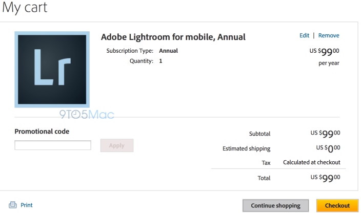 Lightroom pour mobile